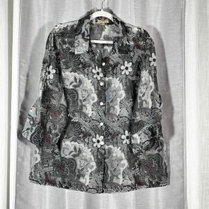 Choices Floral Cutout Blouse Size 2X Fairy Cottage Romantic Feminine